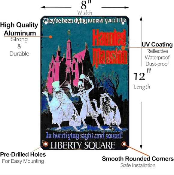 Various Disney Haunted Mansion metal 8x12 signs.  Please ask before choosing 1 - Picture 4 of 7